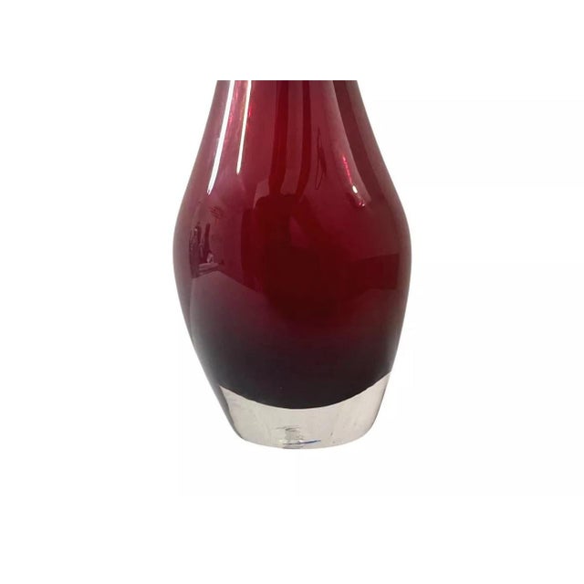 Mid-Century Modern Vintage Mid Century Modern Red Glass Flower Vase For Sale - Image 3 of 9