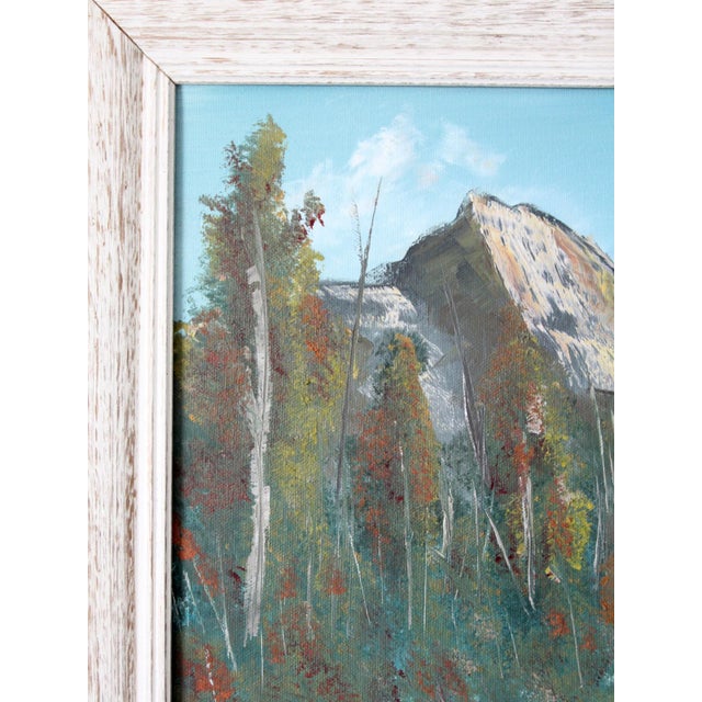 Cabin Vintage Mountain Lake Landscape Painting For Sale - Image 3 of 10