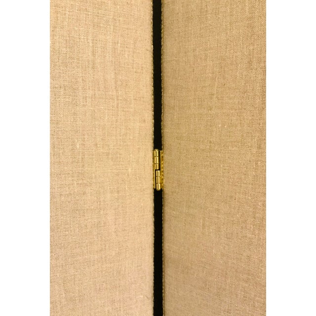 Transitional Robert Allen Transitional Padded Beige Linen Screen For Sale - Image 3 of 5
