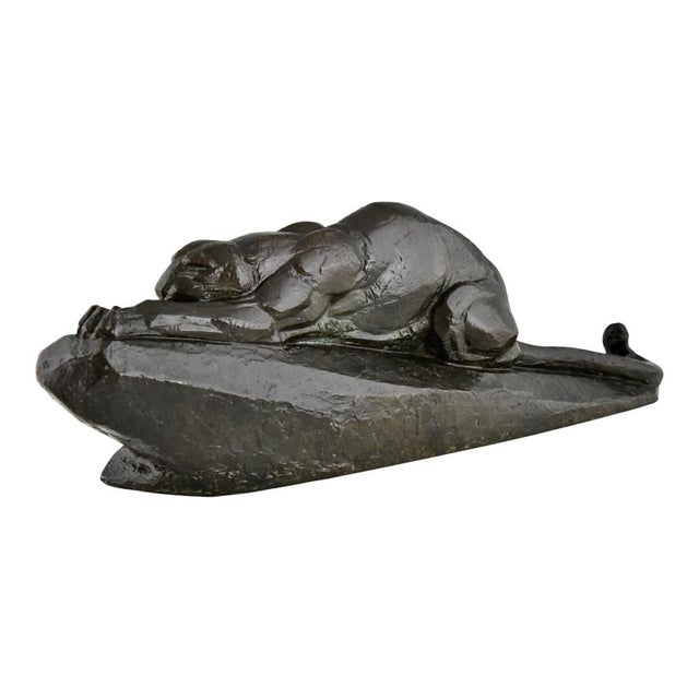 1920s Art Deco Bronze Panther Sculpture by André Vincent Becquerel, Susse Frères Foundry, 1925 For Sale - Image 5 of 15