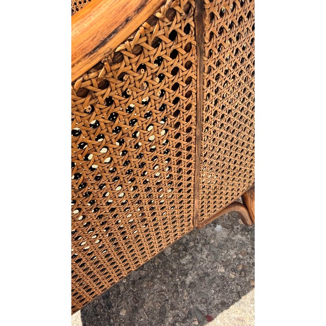Set of 4 Vintage McGuire San Francisco Bamboo Rattan & Cane Lounge Dining Armchairs For Sale - Image 10 of 17