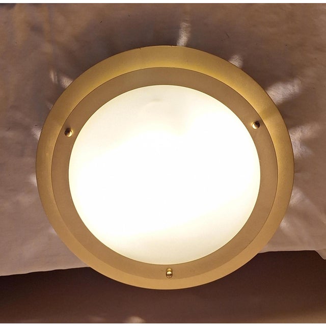 2000 - 2009 Flat Vintage Ceiling Lamp with a Matt Glass Bowl in a Metal Mount by Honsel For Sale - Image 5 of 8