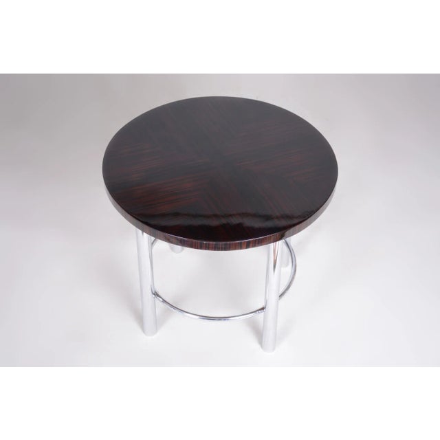 Wood 20th Century Bauhaus Chrome Round Macassar Table by Mücke-Verner, 1930s For Sale - Image 7 of 8