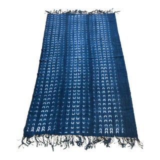 Vintage Indigo& White Cloth - Mossi Tribe Burkina Faso 79" by 43" For Sale