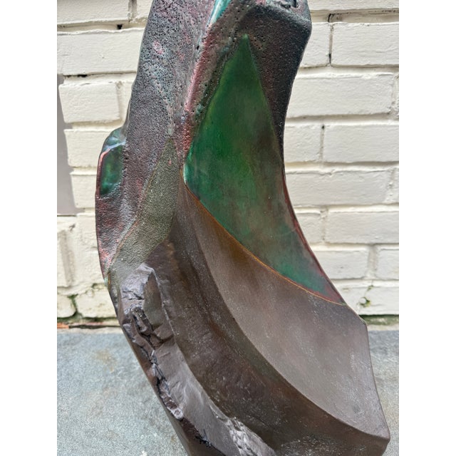 Bronze Large Tony Evans Signed Raku Ceramic Studio Art Pottery Vase For Sale - Image 8 of 18