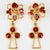 Rochas Gilded Metal and Red Enamel Clip Earrings For Sale - Image 4 of 7