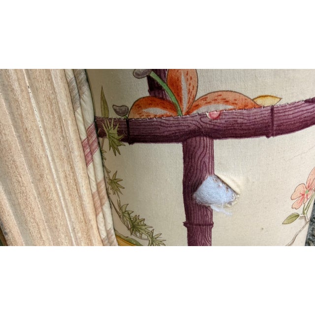 Vintage King-Size Chinoiserie Silk Upholstered Headboard With Carved Frame For Sale - Image 15 of 16