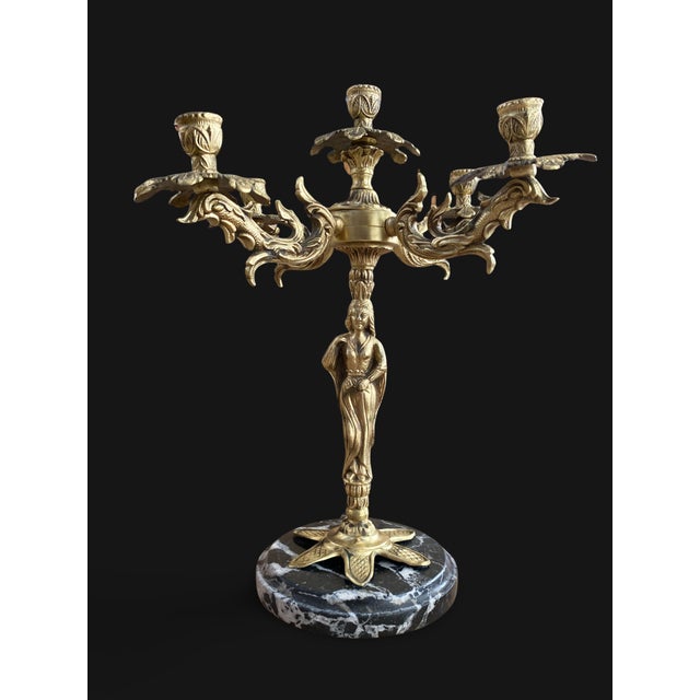 French Gilt Bronze and Marble Candleholders, 1800s, Set of 2 For Sale - Image 9 of 18