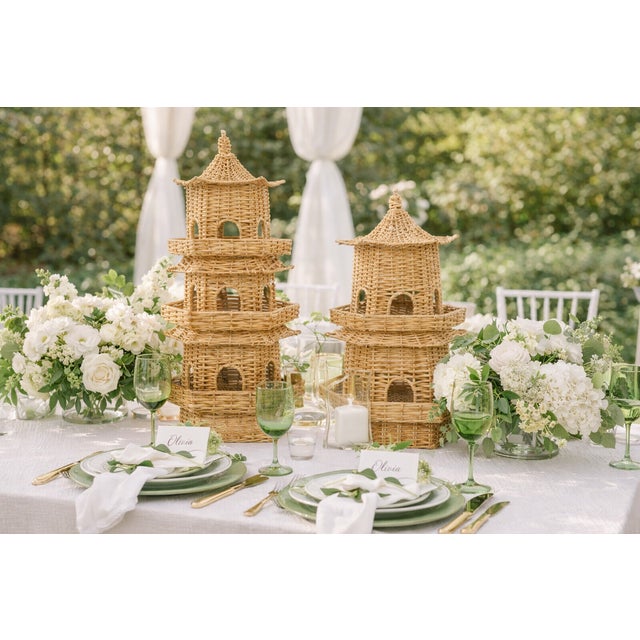 Chinoiserie Grand Wicker Pagoda, Large For Sale - Image 3 of 4