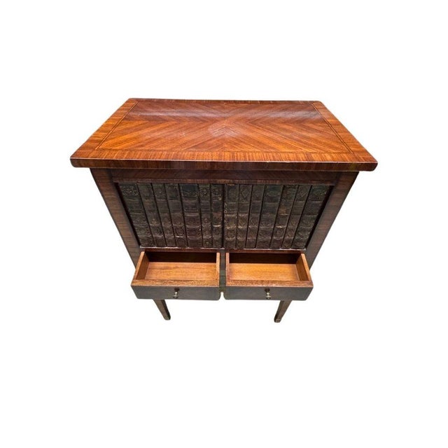 Antique French Louis XVI Style Marquetry Faux-Book Facade Cabinet With Pull-Out Sides, Late 19th Century For Sale - Image 10 of 12