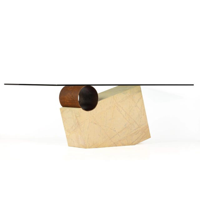 Medes Dining Table in Triana Yellow Marble by Joaquín Moll for Meddel For Sale - Image 4 of 6