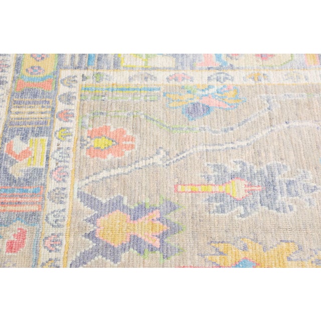 Turkish Handwoven 21st Century Oriental Green Mist Turkish Oushak Rug 5'5" X 6'8" For Sale - Image 3 of 9