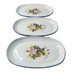 1970s Signed Solsona Art Pottery Oval Plates Made in Mexico - Set of 3