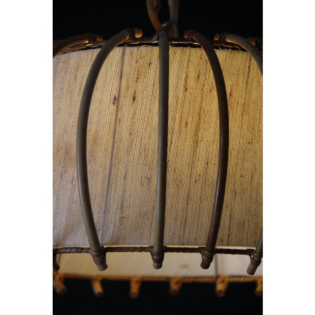 Vintage Rattan Pendant Light in Hand-Woven Wicker by Louis Sognot, 1950s For Sale - Image 13 of 17