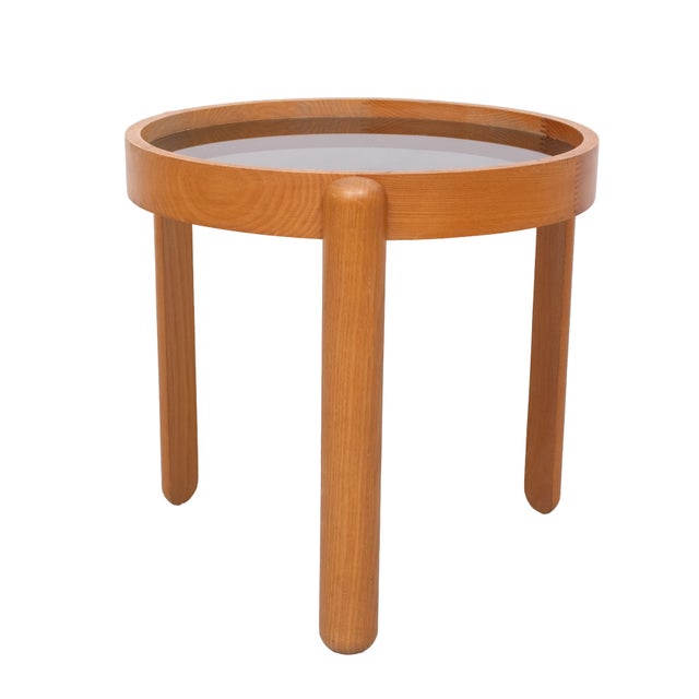 1970s Beechwood Smoked Glass Side Tables by Porada Arredi, Italy, 1970s, Set of 2 For Sale - Image 5 of 12