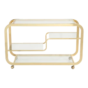 Design Institute America Dia Milo Baughman Brass Bar Serving Cart 1970s Signed