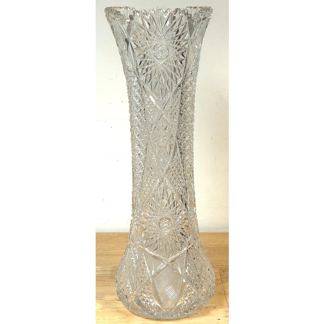 Monumental American Brilliant Period Exhibition Cut Glass Trumpet Vase, Hawkes For Sale - Image 14 of 18