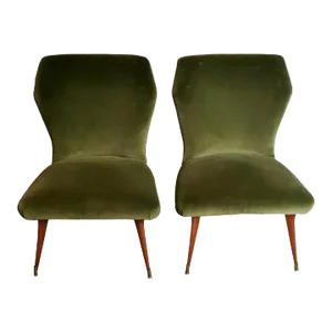 Ulrich Guglielmo Style Vintage Italian Cotton Velvet Armchairs