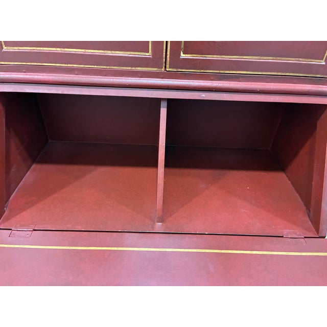 18th C Style Two Word Arts Red Chinoiserie Secretary Desk Bookcase (2 Pieces) With Custom Paint For Sale - Image 13 of 13