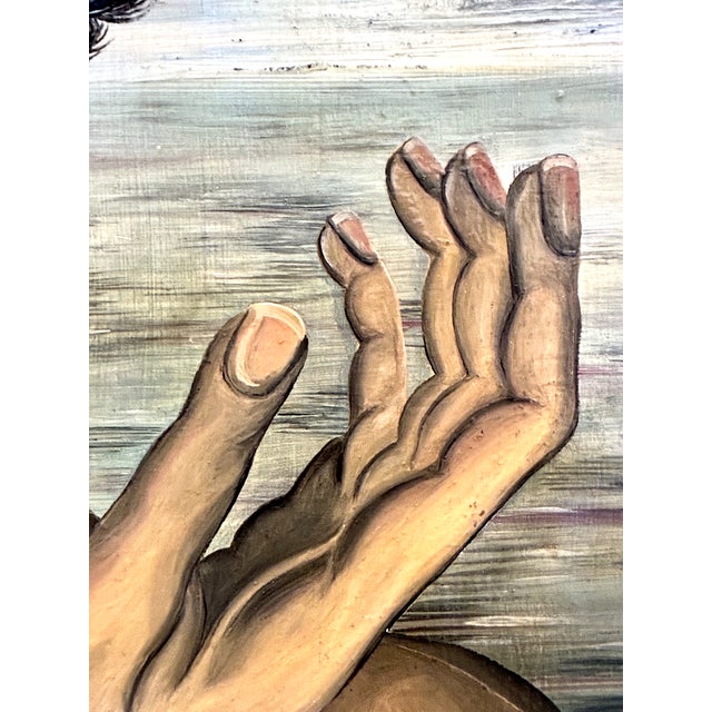 Surrealism A Mid-Century Surreal Portrait by Chilean Artist Fabio Lemus For Sale - Image 3 of 12