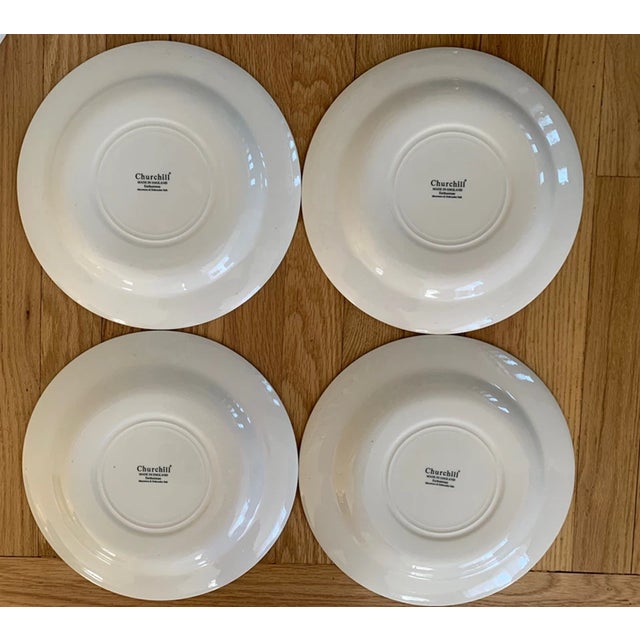 Classic vintage Churchill Blue Willow dinner plates featuring the timeless English Cottage design, beautifully made in...