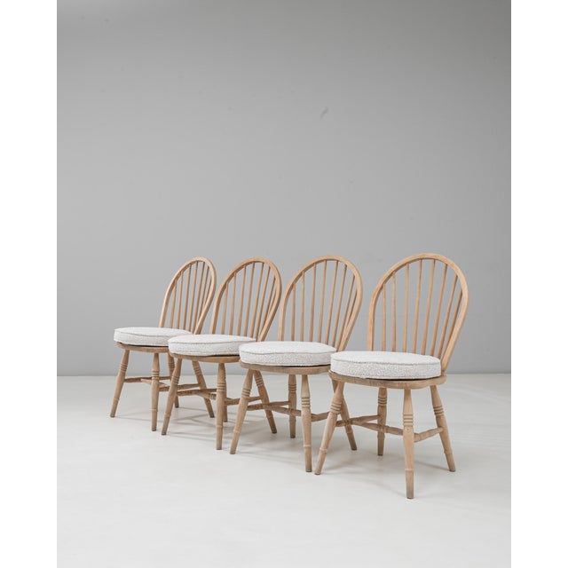 Brown 20th Century English Oak Dining Chairs With Seat Cushions - Set of 4 For Sale - Image 8 of 18