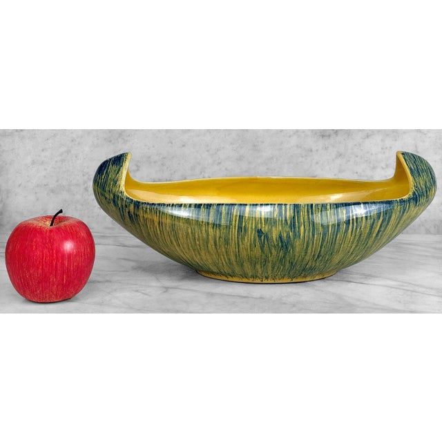 A Centerpiece "Gondola Polish Pottery Bowl, c. Mid 20th Century - Unusually Shaped Centerpiece Bowl with Glazed Finish -...
