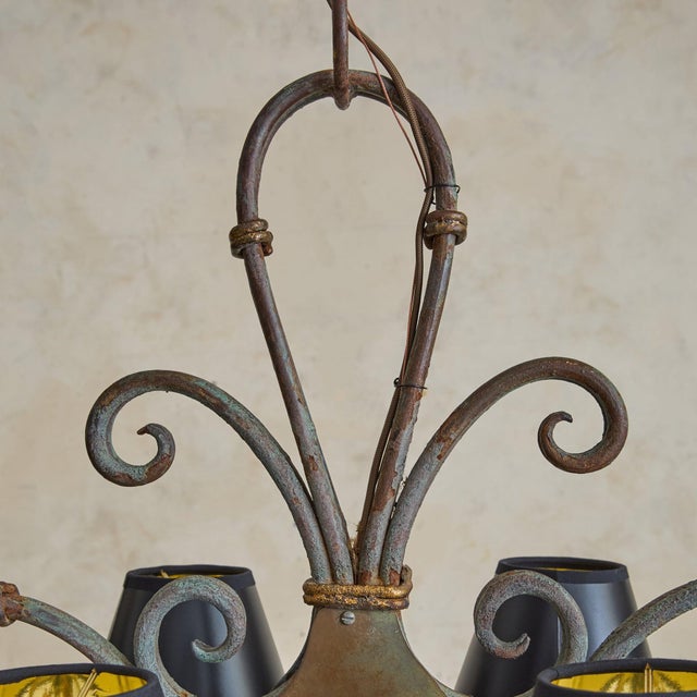 1940s French Hand-Forged Wrought Iron 8-Light Chandelier For Sale - Image 4 of 11