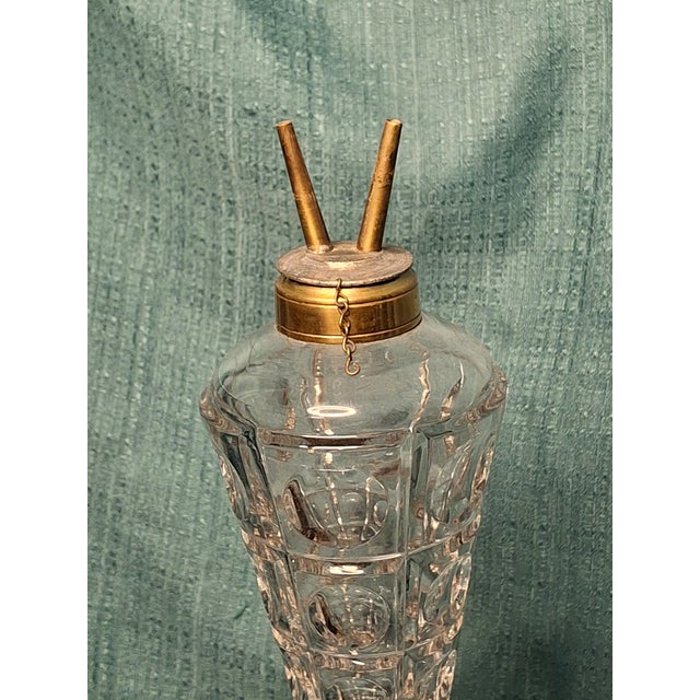 Late 19th Century Antique 14" Tall Victorian Cut Glass Oil Lamp Fluid Burner Snuff Caps C1880 For Sale - Image 5 of 11