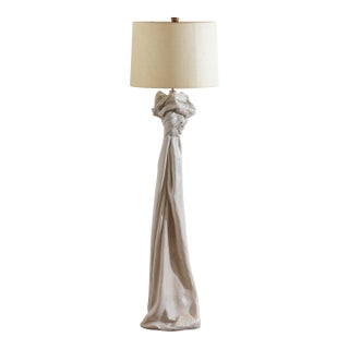 Vintage Sculptural Trompe l'Oeil Plaster "Drape" Floor Lamp After John Dickinson For Sale