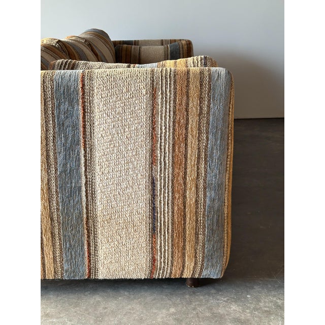 1970s Striped Woven Upholstery Three-Seat Sofa For Sale - Image 10 of 18