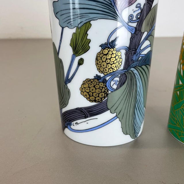 1980s Floral Vases attributed to W. Bauer and A. Le Foll for Rosenthal, Germany, 1980s, Set of 2 For Sale - Image 5 of 18