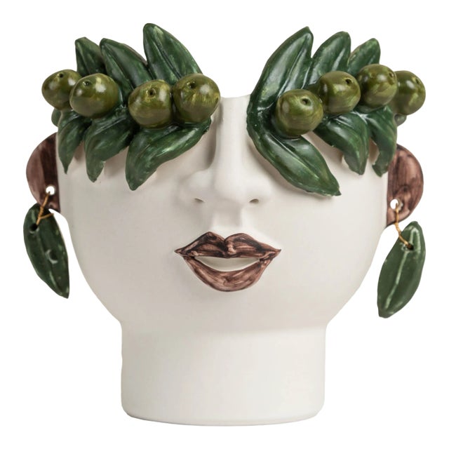Studio Z Cachepot, Small Head with Olives For Sale