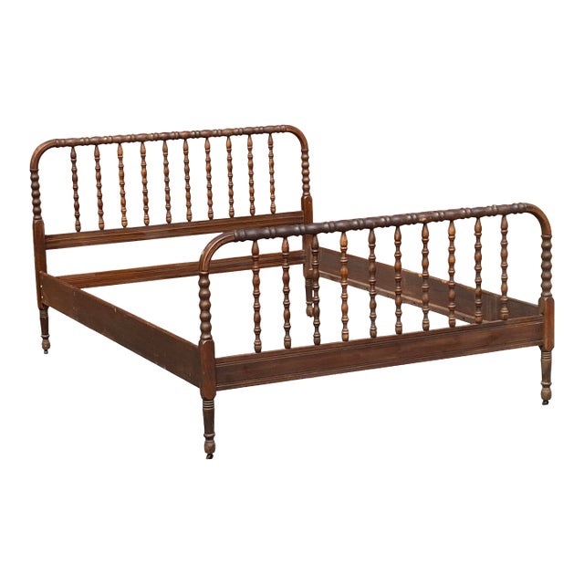 Late 19th Century Walnut Spool Full Size Bedframe For Sale