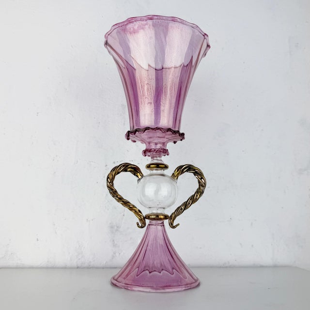 Gold Vintage Murano Glass Goblet, 1930s For Sale - Image 8 of 15
