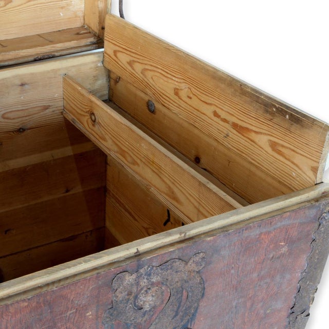 Wood Antique Chest in Fir and Iron For Sale - Image 7 of 10