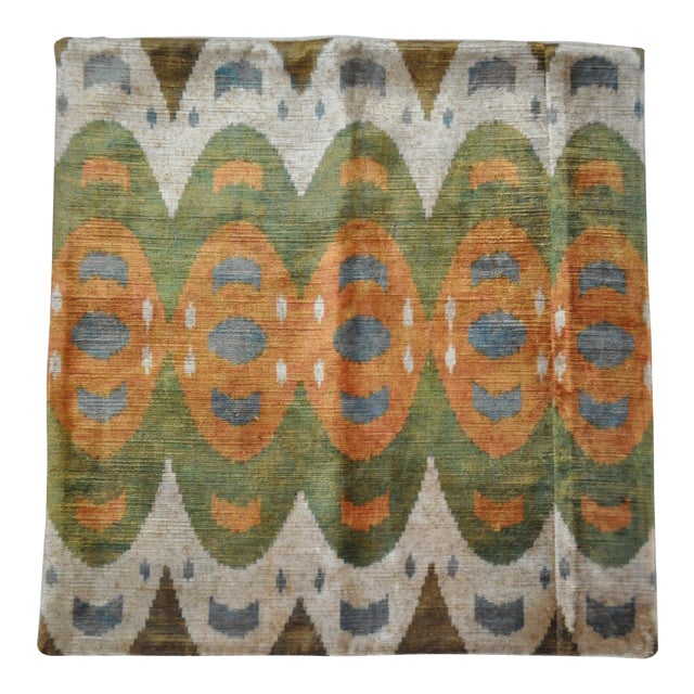 Silk Velvet Ikat Pillow For Sale