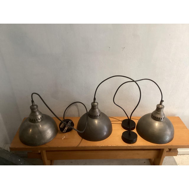 Mid-Century Modern Vintage Brass Pendant Lights, 1980s, Set of 3 For Sale - Image 3 of 7