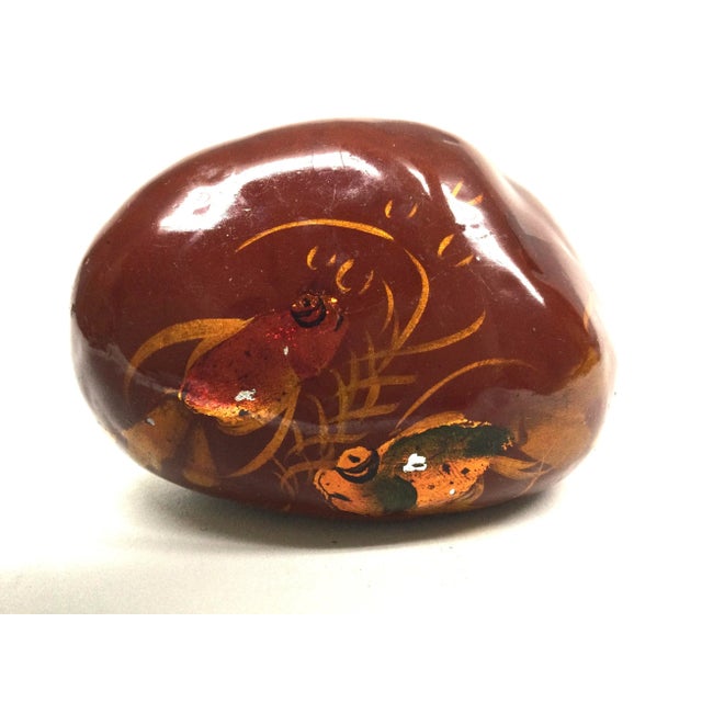 Shabby Chic Vintage Artisan Hand Painted Fish Over Stone Paperweight For Sale - Image 3 of 10