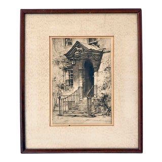 Early 20th Century Architectural Etching of an Entrance, Framed For Sale
