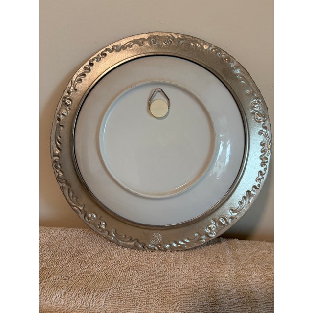 1980s 1980s Pewter and Porcelain Season Plate For Sale - Image 5 of 5