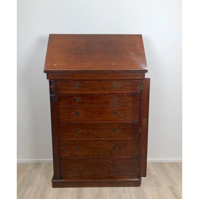 19th Century English Traditional Wellington Secretary Chest of Drawers For Sale - Image 4 of 11