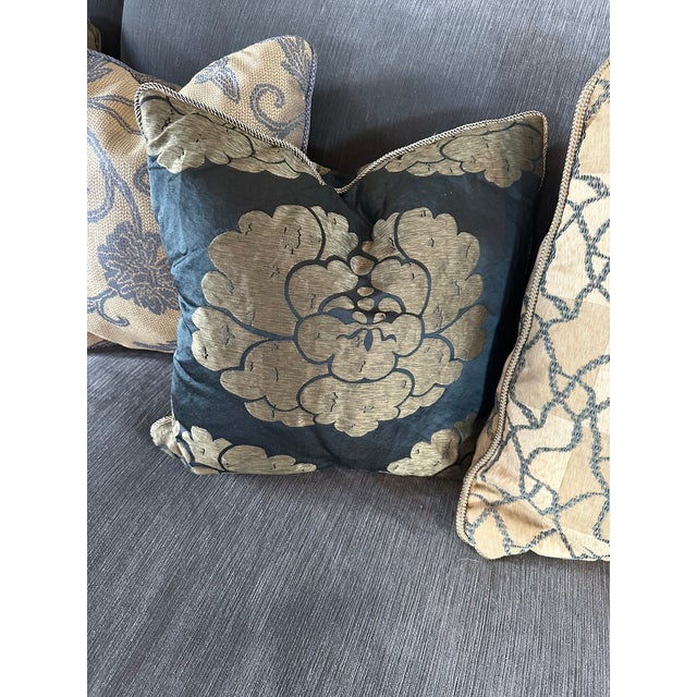 Set of 6 Designer Silk Upholstered Down Filled Decorative Pillows For Sale In Chicago - Image 6 of 6