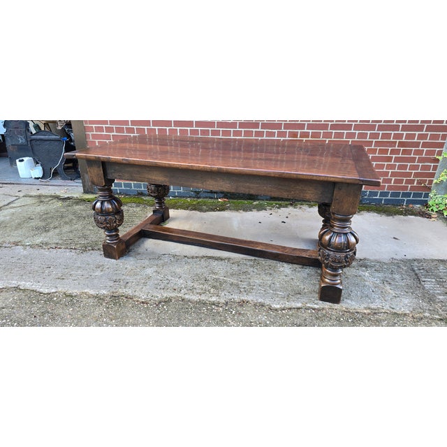 Elizabethan Oak Refrectory Farmhouse Dining Table, 1910 For Sale - Image 11 of 18