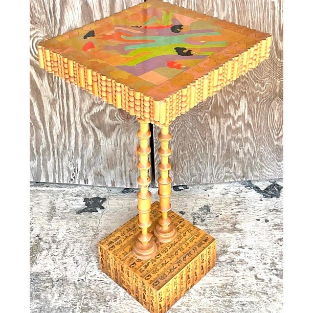Late 20th Century Vintage Boho William Accorsi Found Object Puzzle Table For Sale In West Palm - Image 6 of 9