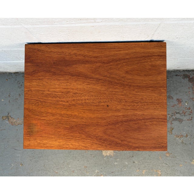 Mid 20th Century Walnut and Brass Nightstand by Bassett, Attributed For Sale In New York - Image 6 of 12