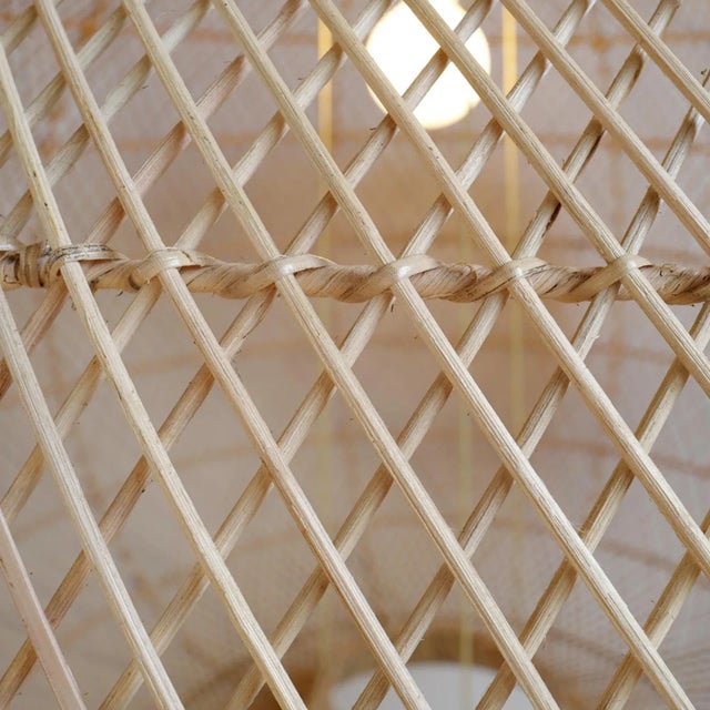 Tan Rattan Donut Globe Lantern Large For Sale - Image 8 of 12