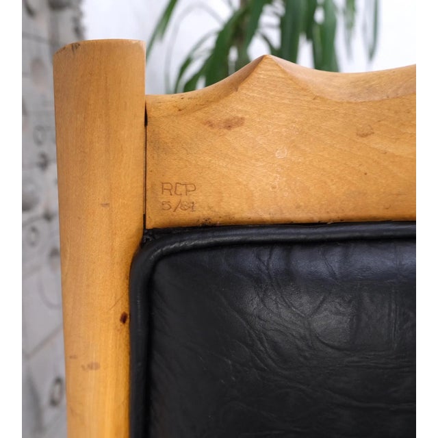 Mid-Century Modern Mid 20th Century Solid Curly Maple Table with 6 Chairs Hand Made Jointly Studio Dining Set - 7 Pieces For Sale - Image 3 of 13