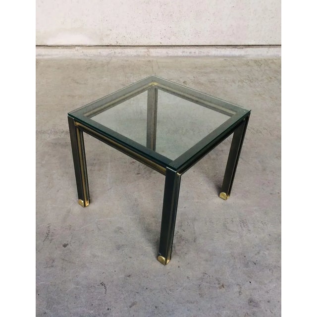 Gold Steel and Brass Square Coffee Table, Belgium, 1980s For Sale - Image 8 of 13