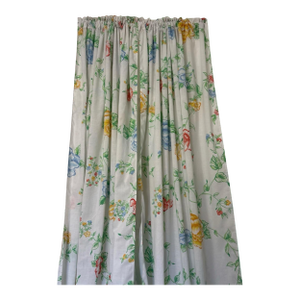 Blue Floral Curtains Set 50 Wide X 96 Long Handmade